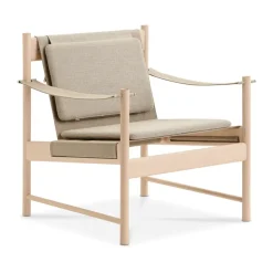 Chaise longue HB, Érable huilé blanc - toile nature