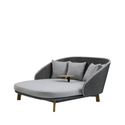 Chaise longue Peacock Weave, Cane-Line Natté grey/light grey, incl. coussins light grey & table