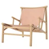 Chaise longue Samurai assise en cuir chêne, Naturel
