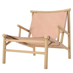 Chaise longue Samurai assise en cuir chêne, Naturel