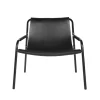 Chaise longue September, cuir noir, support en acier laqué noir