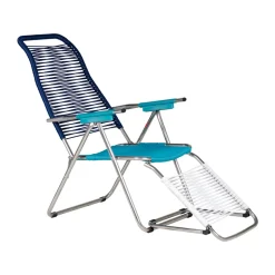Chaise longue Spaghetti avec repose‑pieds, Multi-bleu