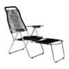 Chaise longue Spaghetti avec repose‑pieds, Noir