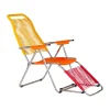Chaise longue Spaghetti avec repose‑pieds, Multi-jaune