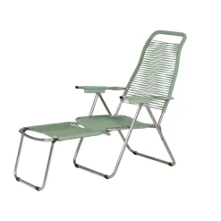 Chaise longue Spaghetti avec repose‑pieds, Sage green