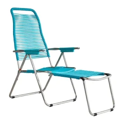 Chaise longue Spaghetti avec repose‑pieds, Turquoise