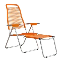 Chaise longue Spaghetti avec repose‑pieds, Orange