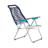 Chaise longue Spaghetti sans repose-pieds, Multi-support en aluminium-bleu