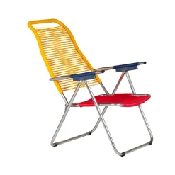 Chaise longue Spaghetti sans repose-pieds, Multi-support en aluminium-jaune