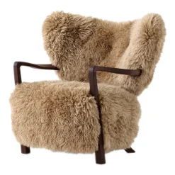 Chaise longue Wulff ATD2 fauteuil, Noyer huilé-Miel peau de mouton