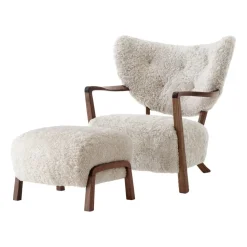 Chaise longue Wulff ATD2 fauteuil et pouf ATD3, Noyer huilé-Moonlight