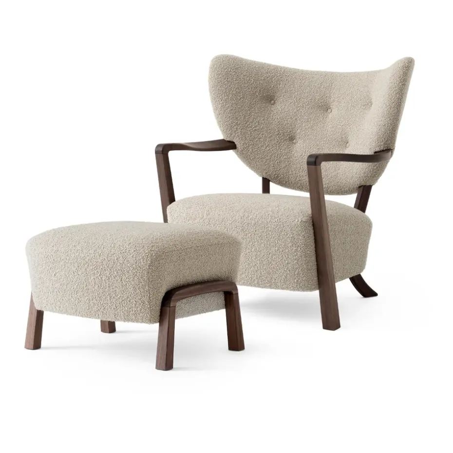Chaise longue Wulff ATD2 fauteuil et pouf ATD3, Noyer huilé-Karakorum