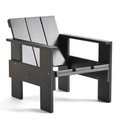 Chaise lounge Crate en pin laqué, Black