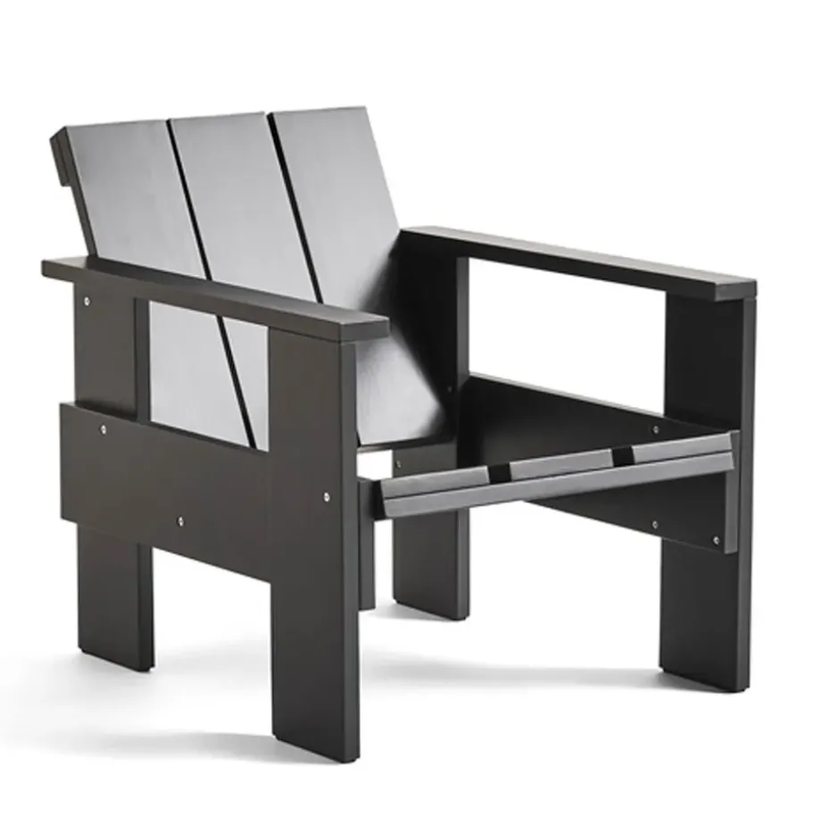 Chaise lounge Crate en pin laqué, Black