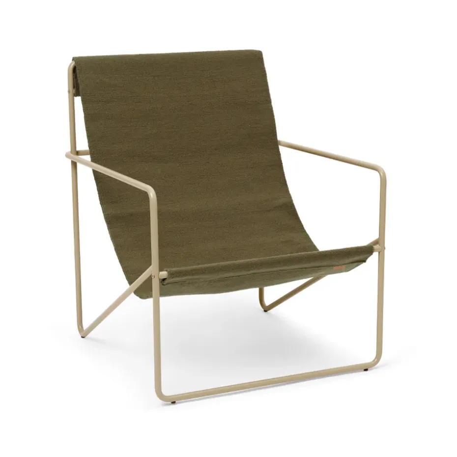 Chaise lounge Desert, olive, structure cashemere