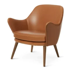 Chaise lounge Dwell, Silk 250 camel-pieds en chêne fumé