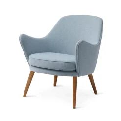 Chaise lounge Dwell, tissu merit 014 minty grey, pieds en chêne fumé