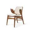Chaise lounge Gesture, tissu barnum 24 cream, structure en chêne huilé teck