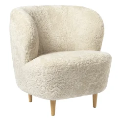 Chaise lounge Stay Small, Peau de mouton Moonlight-chêne laqué