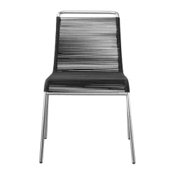 Chaise M20 Teglgård Cord Chair, Black-stainless steel
