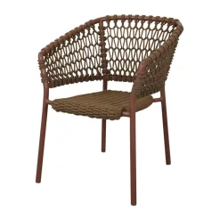 Chaise Ocean en aluminium avec accoudoirs, Umber brown (Soft Rope)