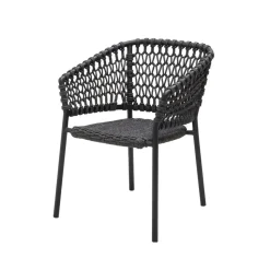 Chaise Ocean soft rope avec accoudoirs, Dark grey