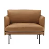 Chaise Outline base noire, Refine leather cognac-Black