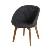 Chaise Peacock soft rope, Dark grey, teak