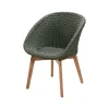 Chaise Peacock soft rope, Dark green, teak