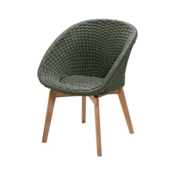 Chaise Peacock soft rope, Dark green, teak