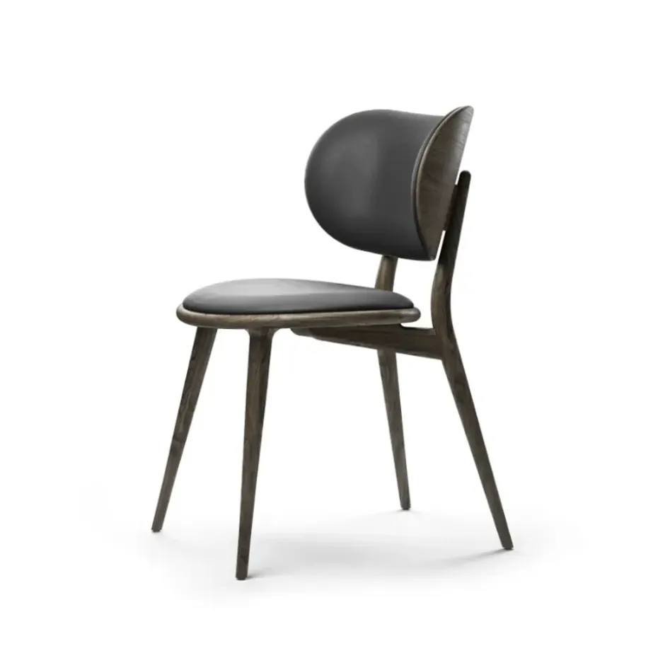 Chaise The Dining Chair, cuir noir, support en chêne gris sirka