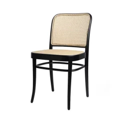 Chaise Ton no.811 assise en rotin, Lasuré noir B123-New Rotin
