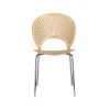 Chaise Trinidad 3398, Bouleau verni clair, pieds chrome