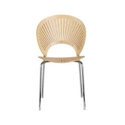Chaise Trinidad 3398, Bouleau verni clair, pieds chrome