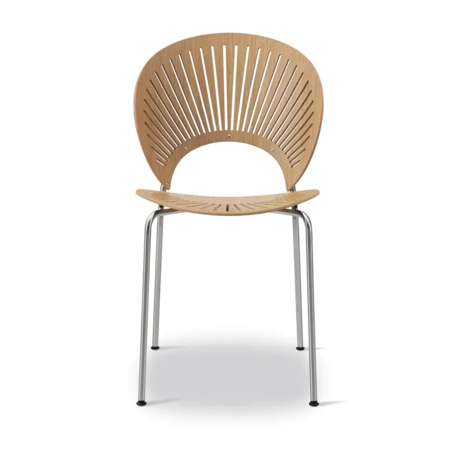 Chaise Trinidad 3398, Chêne huilé, acier inoxydable brossé