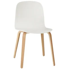 Chaise Visu Chair base en bois, blanc-chêne