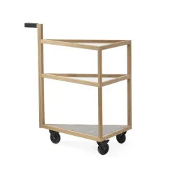 Chariot de service Move, chêne huilé blanc, big, marbre marquina, verre