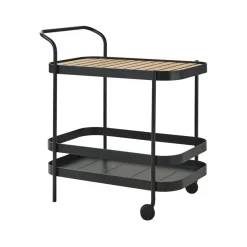 Chariot de service Roll, Lava grey, incl. plateau en teck