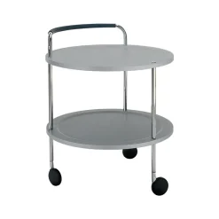 Chariot de service Trolley Round, gris clair, structure chromée