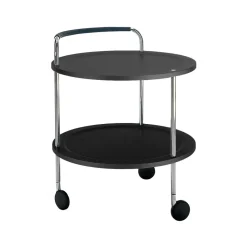 Chariot de service Trolley Round, gris foncé, structure chromée