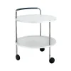 Chariot de service Trolley Round, blanc, structure chromée
