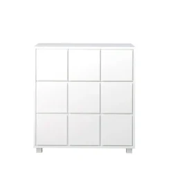 Commode 1, blanc, 3 petits et 2 grand tiroirs, pieds courts