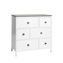 Commode Abisko, Blanc, dessus béton, 6 tiroirs