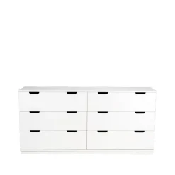 Commode Aoko double 6 tiroirs, Laqué blanc