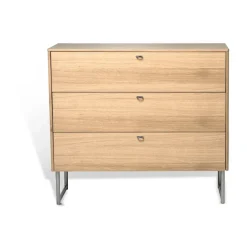 Commode Deus 3 tiroirs, Chêne laqué mat pigment blanc