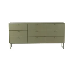 Commode Deus 9 tiroirs, Gris olive
