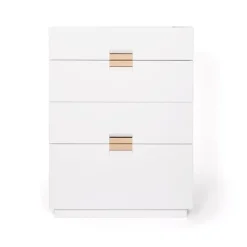 Commode Frame High, white, cuir natural