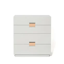 Commode Frame Medium, light grey, cuir natural