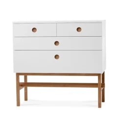 Commode Keep, blanc, structure en chêne huilé