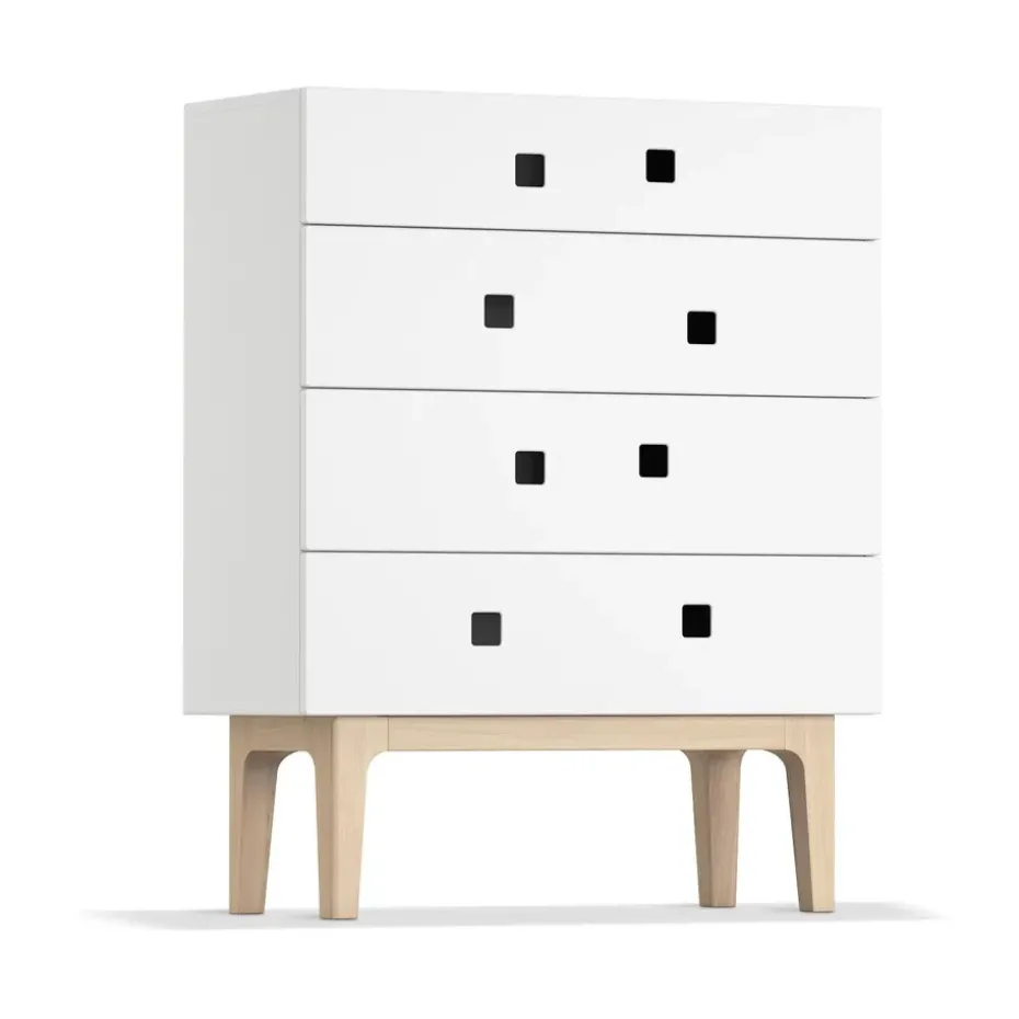 Commode Peep B3, blanc, chêne pigmenté blanc